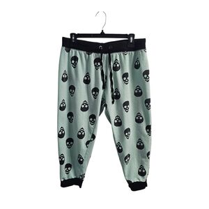 Coco Limon Green Black Skull Crop Jogger Pants XL Casual Lounge
